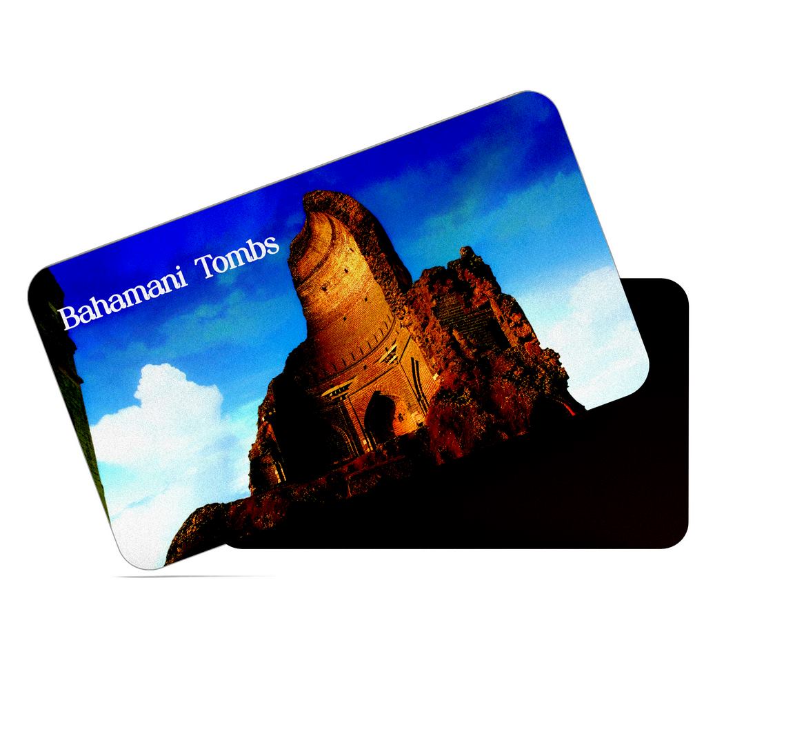 dhcrafts Multicolor Karnataka Bahmani Tombs Design Rectangular Rubber Matte Finish Fridge Magnet / Magnetic Card Pack of 1 (8.6cm x 5.4cm)